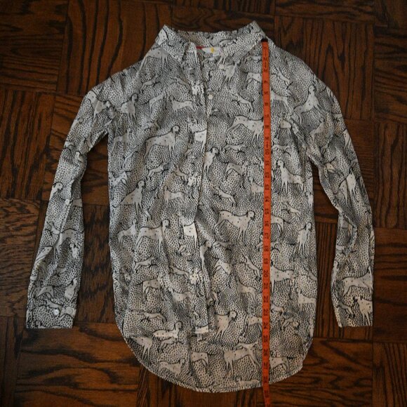 Boden Collared Silk Blouse – Black & White Dalmatian – Size 4 - Picture 6 of 10